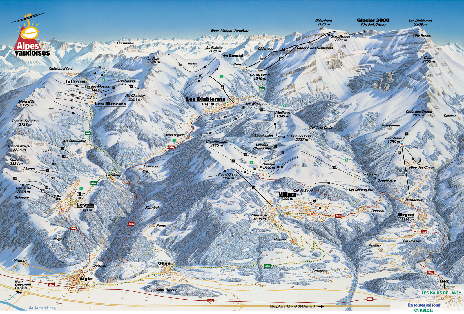 Villars - ein Skigebiet mit mehr als 225 km Skipisten zwischen 1'300 und 3'000 m Höhe.